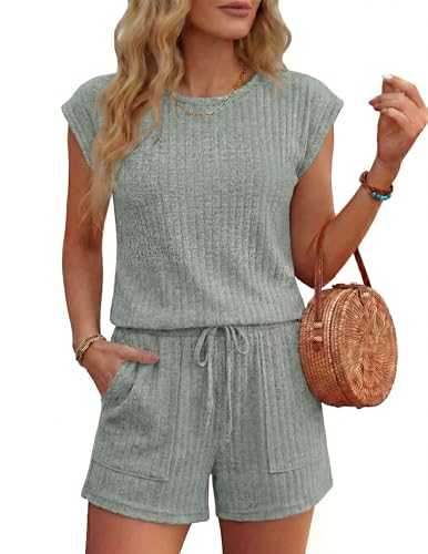 Ribbed Tie Waist Romper