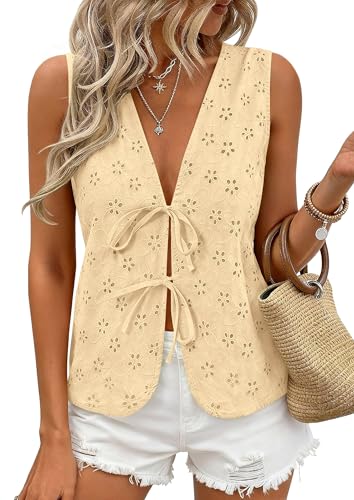 Tie Front Eyelet Dressy Tank