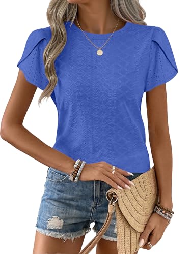 ANRABESS Eyelet Petal Sleeve Blouse