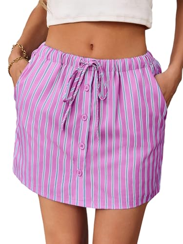 Striped Drawstring Skirt