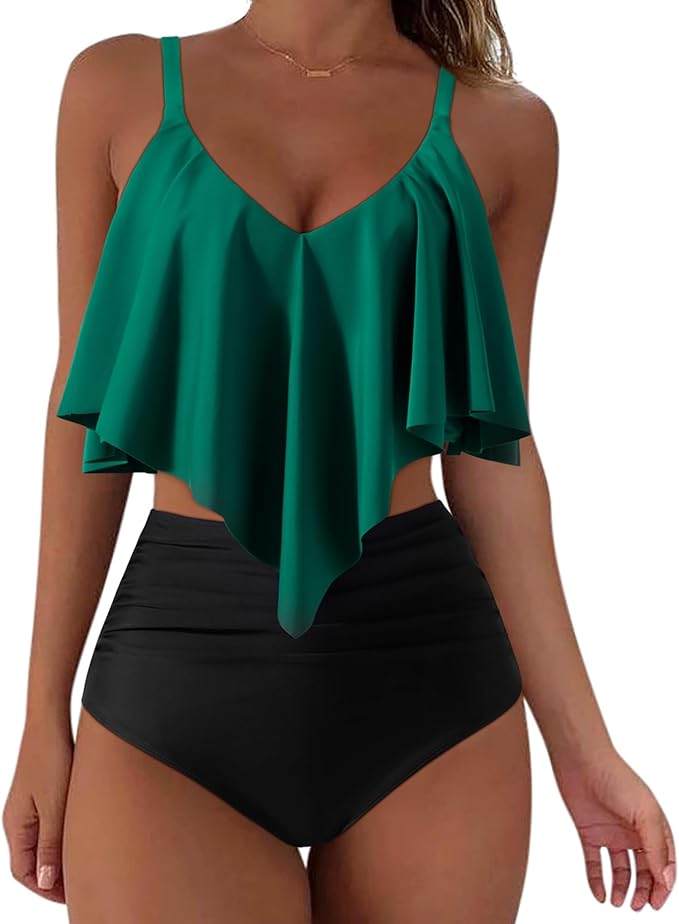 Ruffle High Waisted Tankini