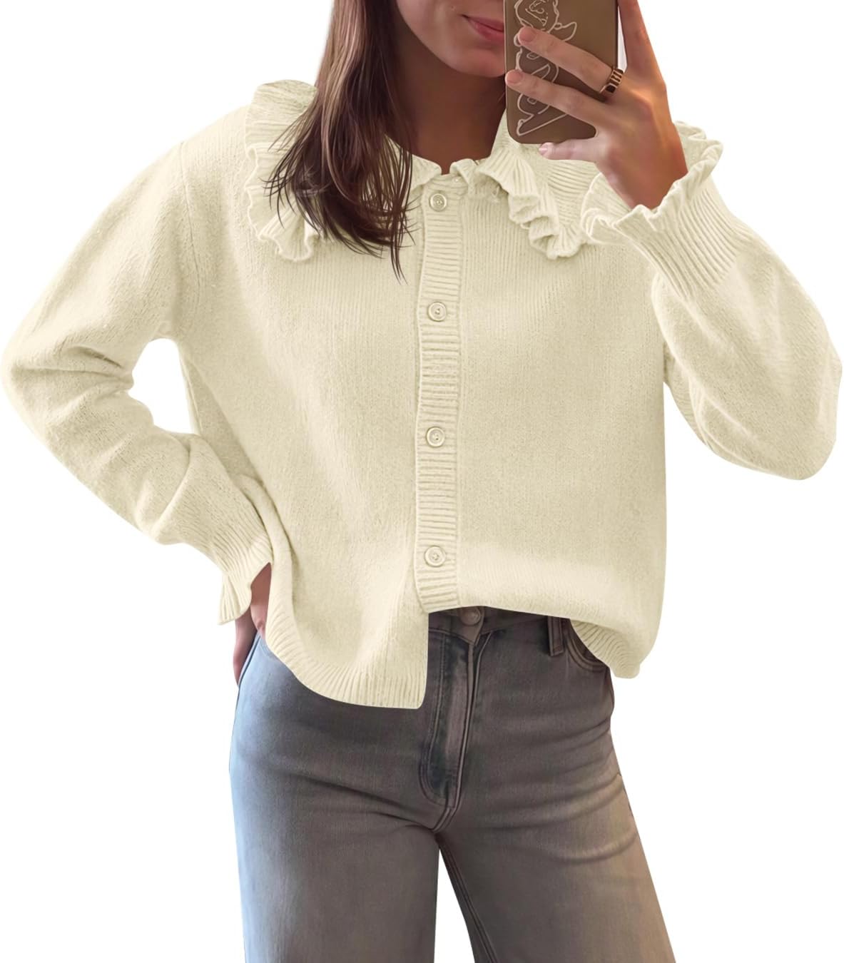Ruffle Cardigan Sweater