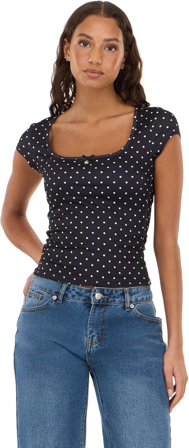 Cropped Square Neck T-Shirt