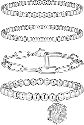 Initial Beaded Bracelet Stack