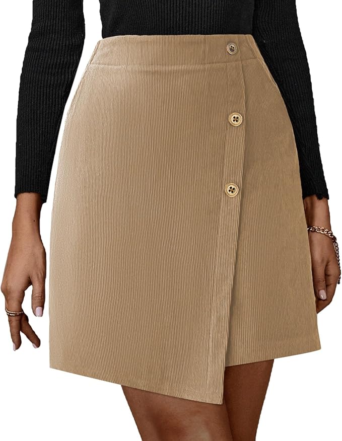Corduroy Wrap Mini Skirt