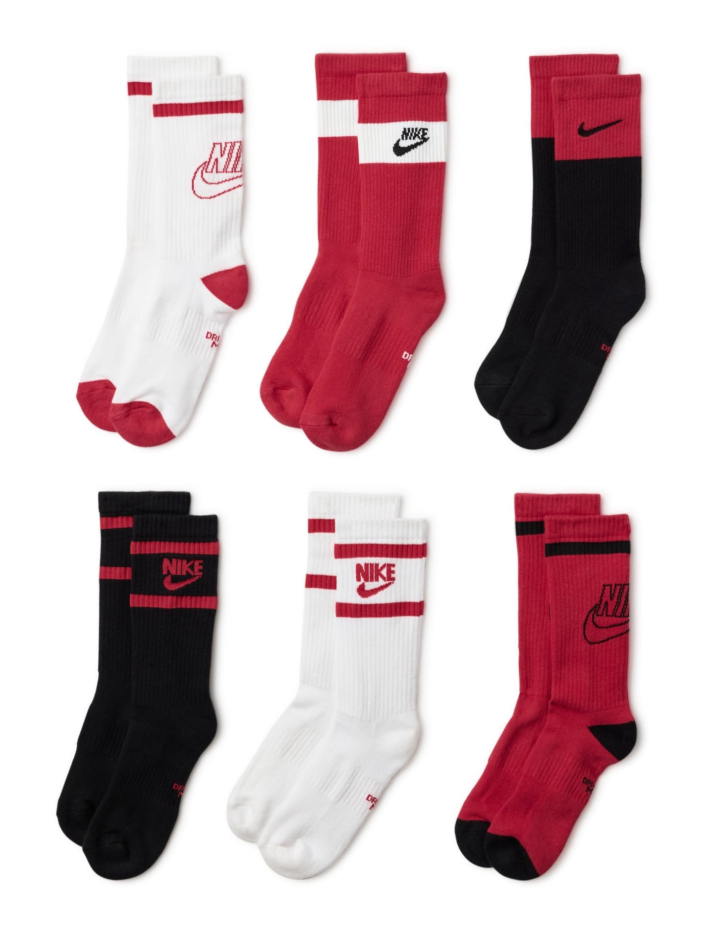 Nike Unisex Kids Crew Socks 6pk