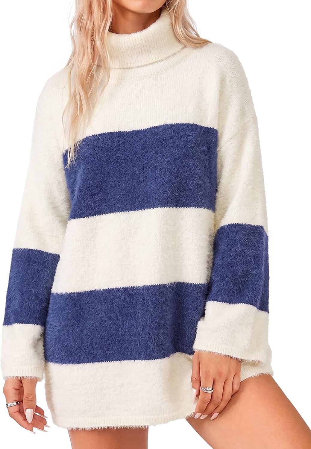 Oversized Striped Sweater Dress