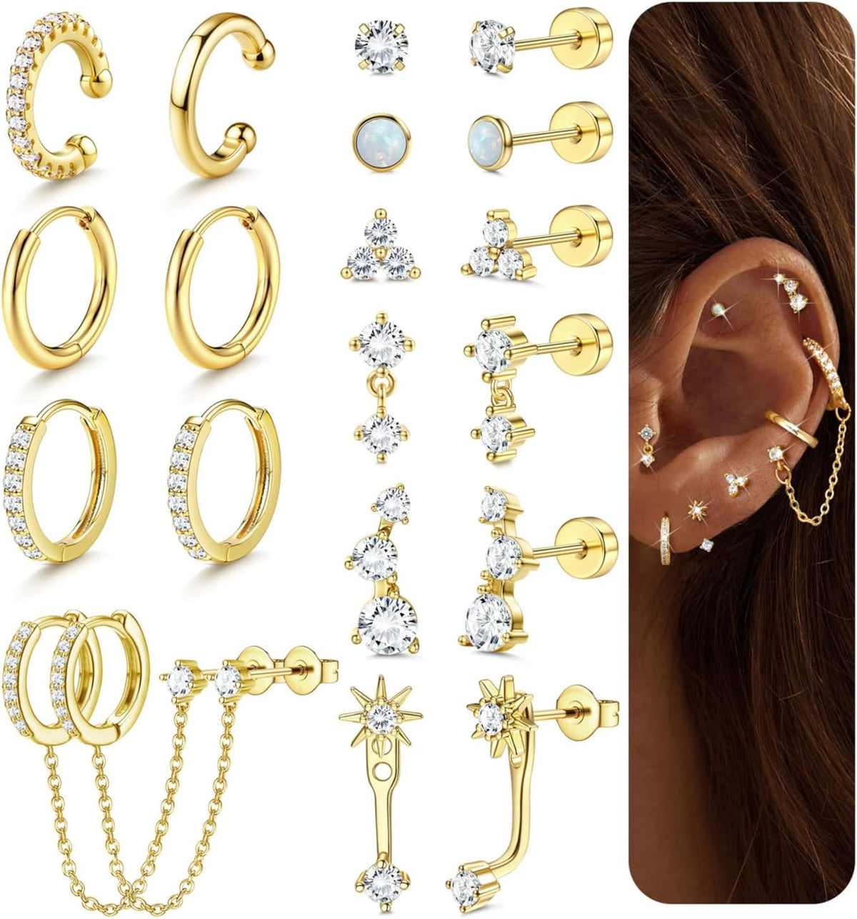 Small Stud Hoop Earrings
