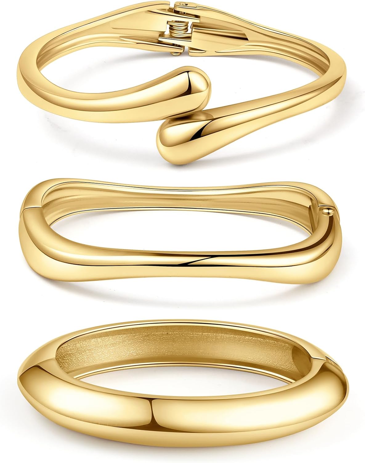 Chunky Gold Bangle Bracelets (3PK)