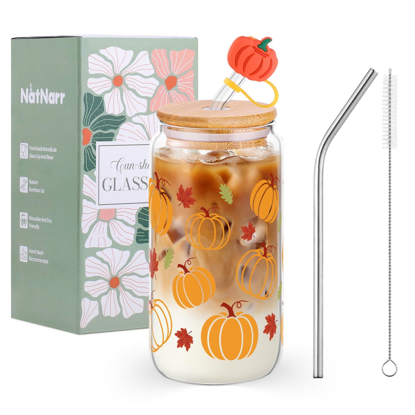 Fall Pumpkin Glass Tumbler