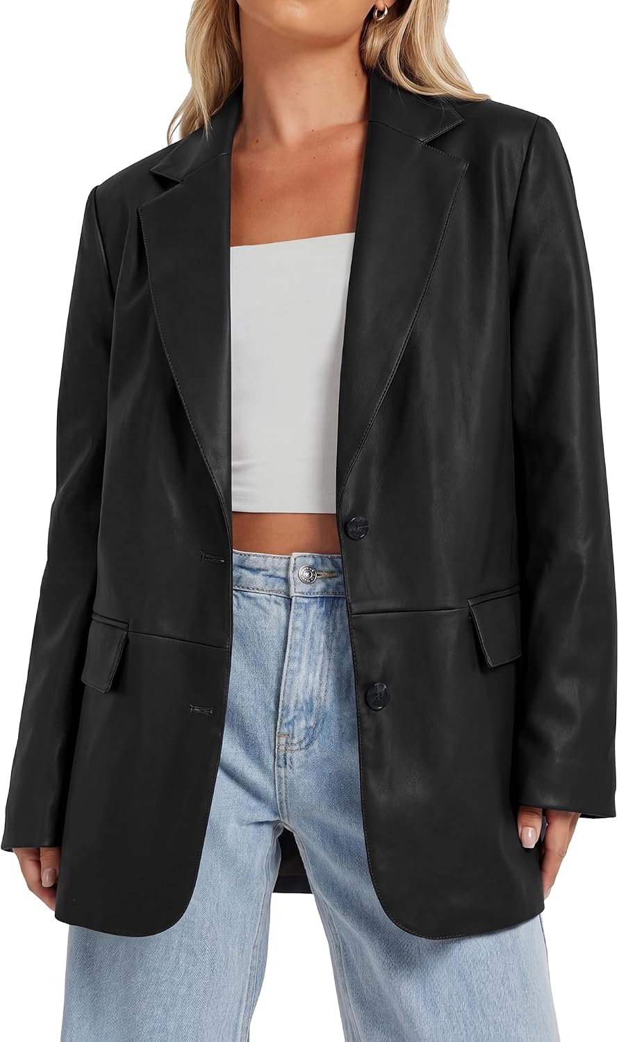 Faux Leather Blazer