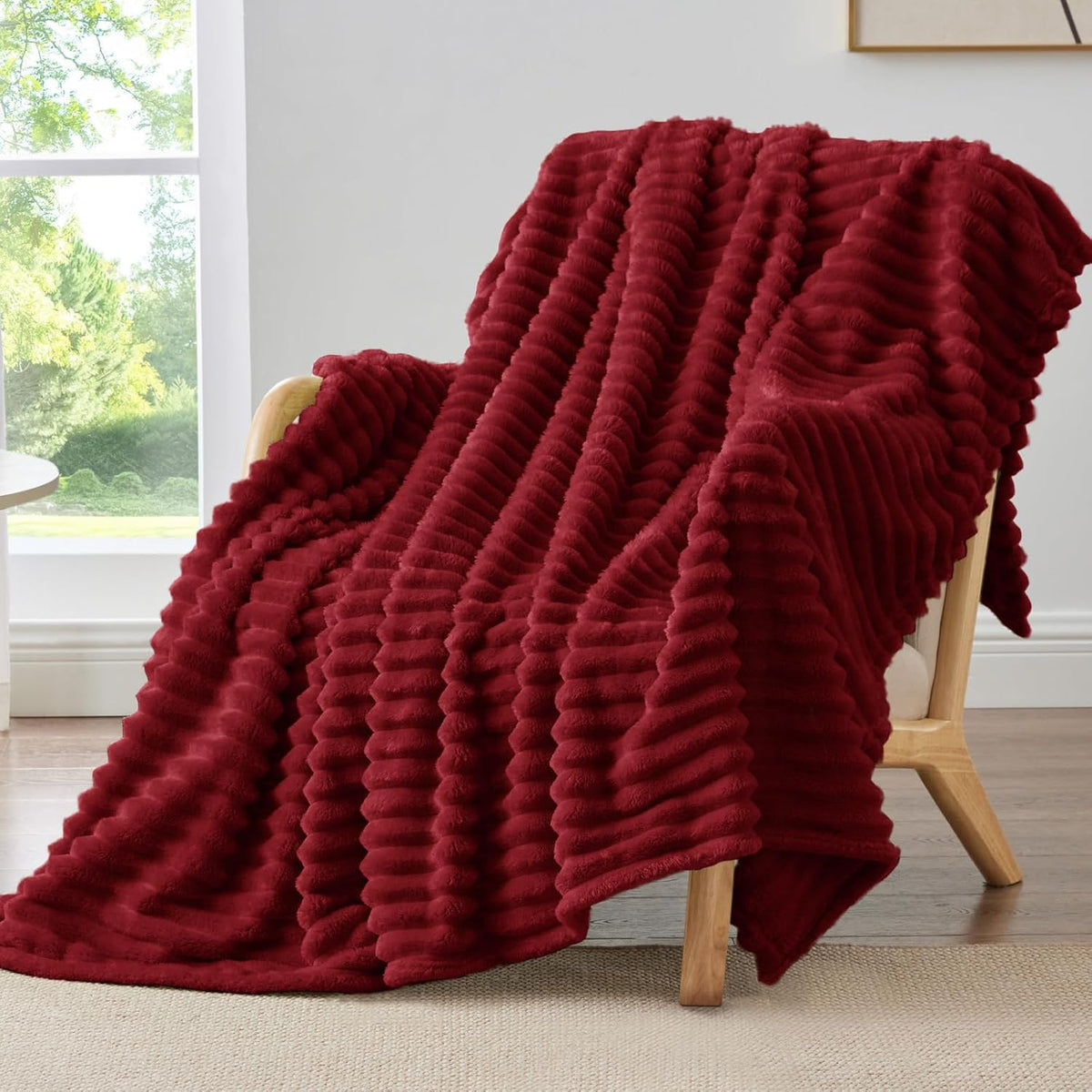 Ribbed Fleece Throw Blanket