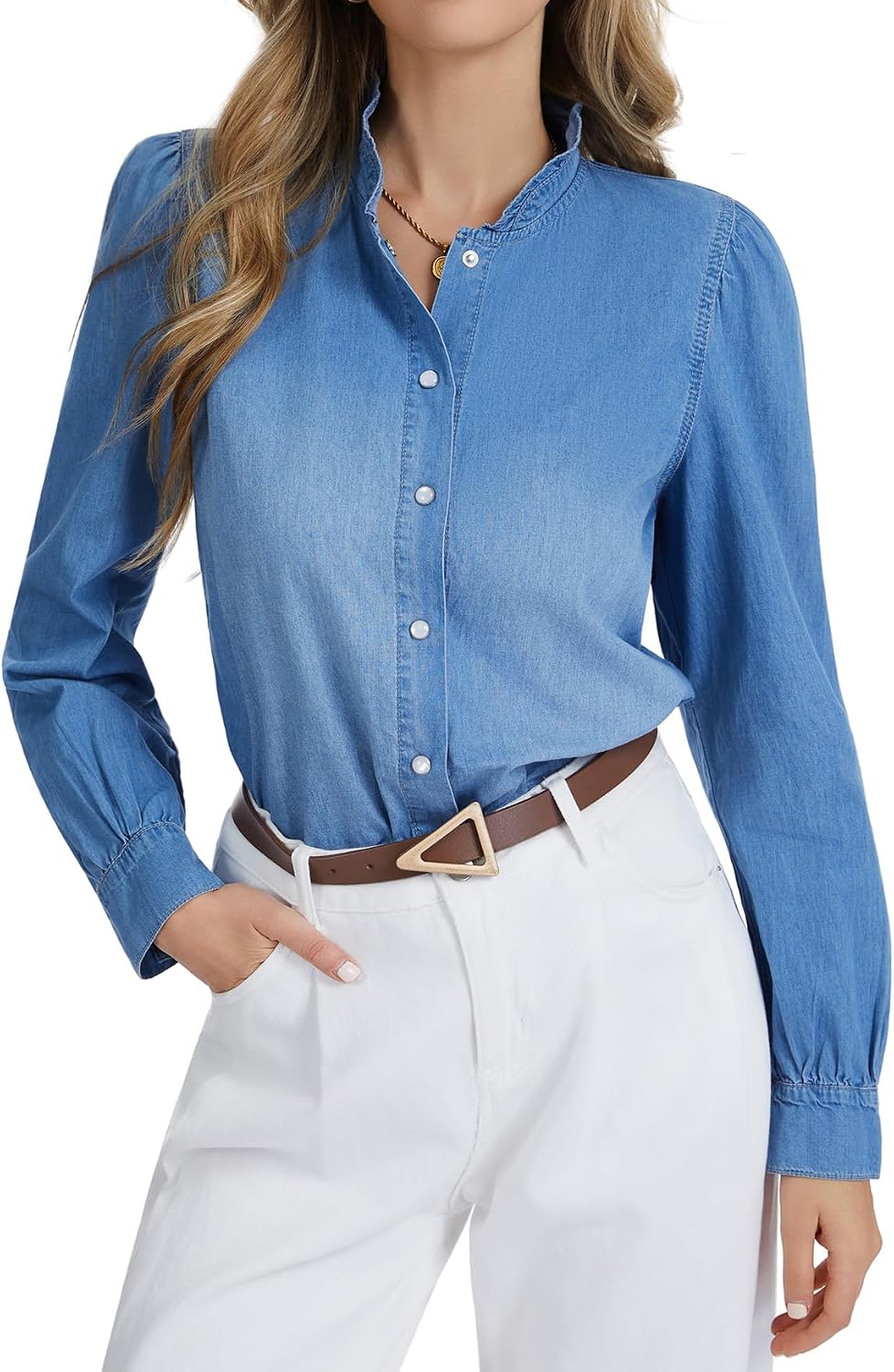 Ruffle Denim Shirt