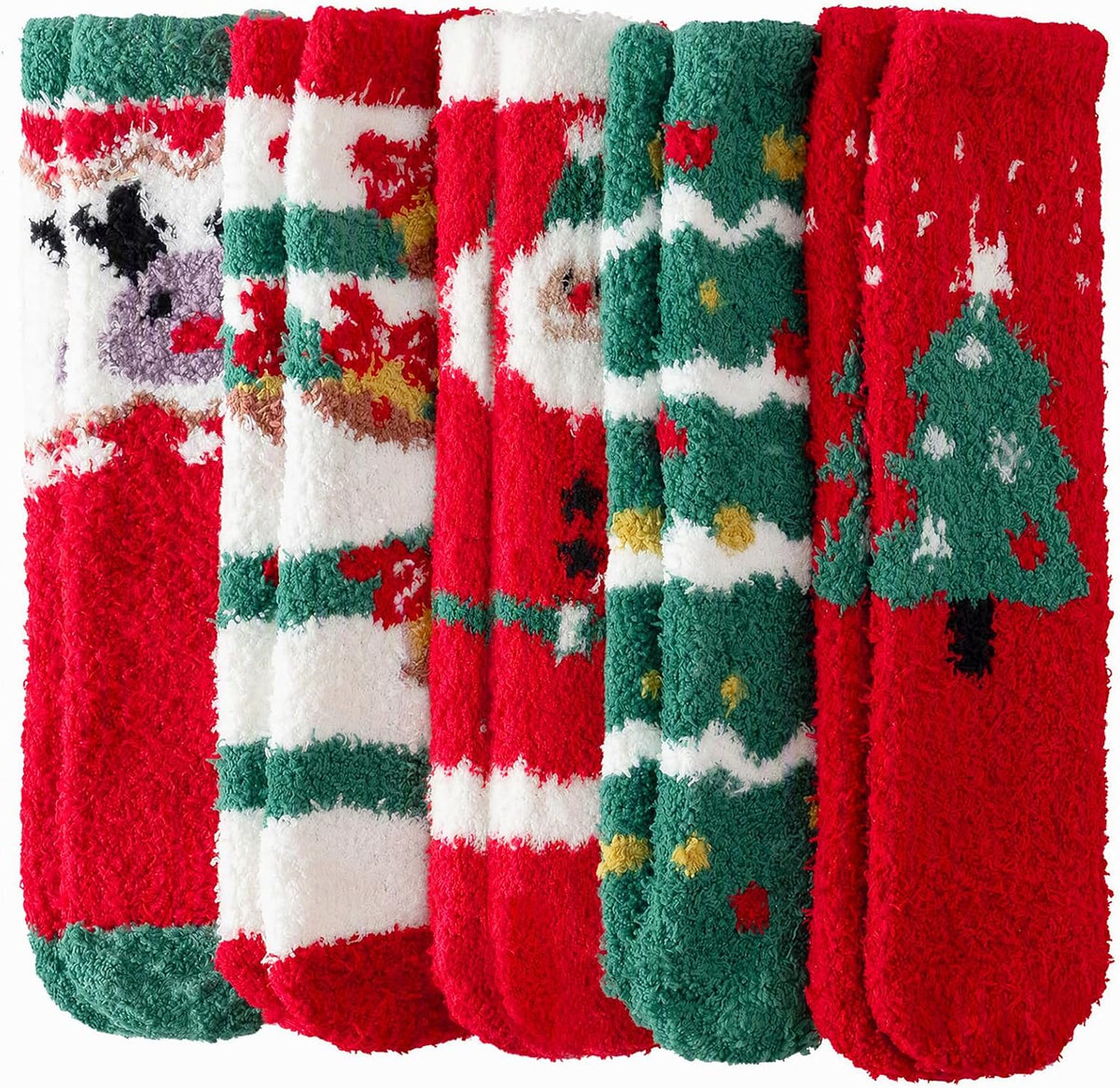 Fuzzy Christmas Socks (5pr)