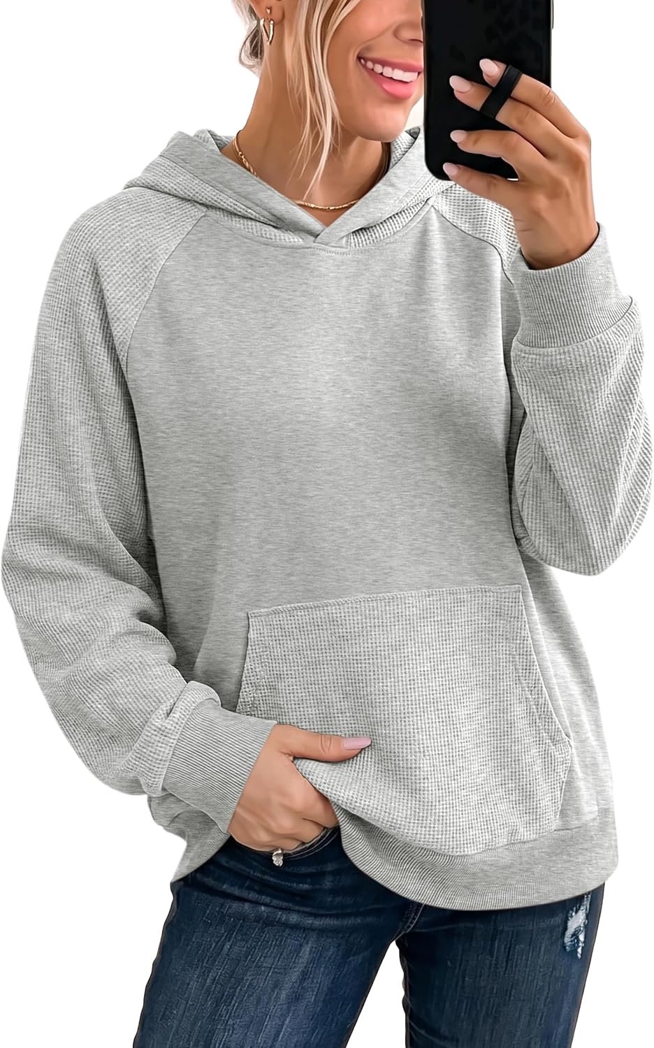 ANRABESS Waffle Hoodie