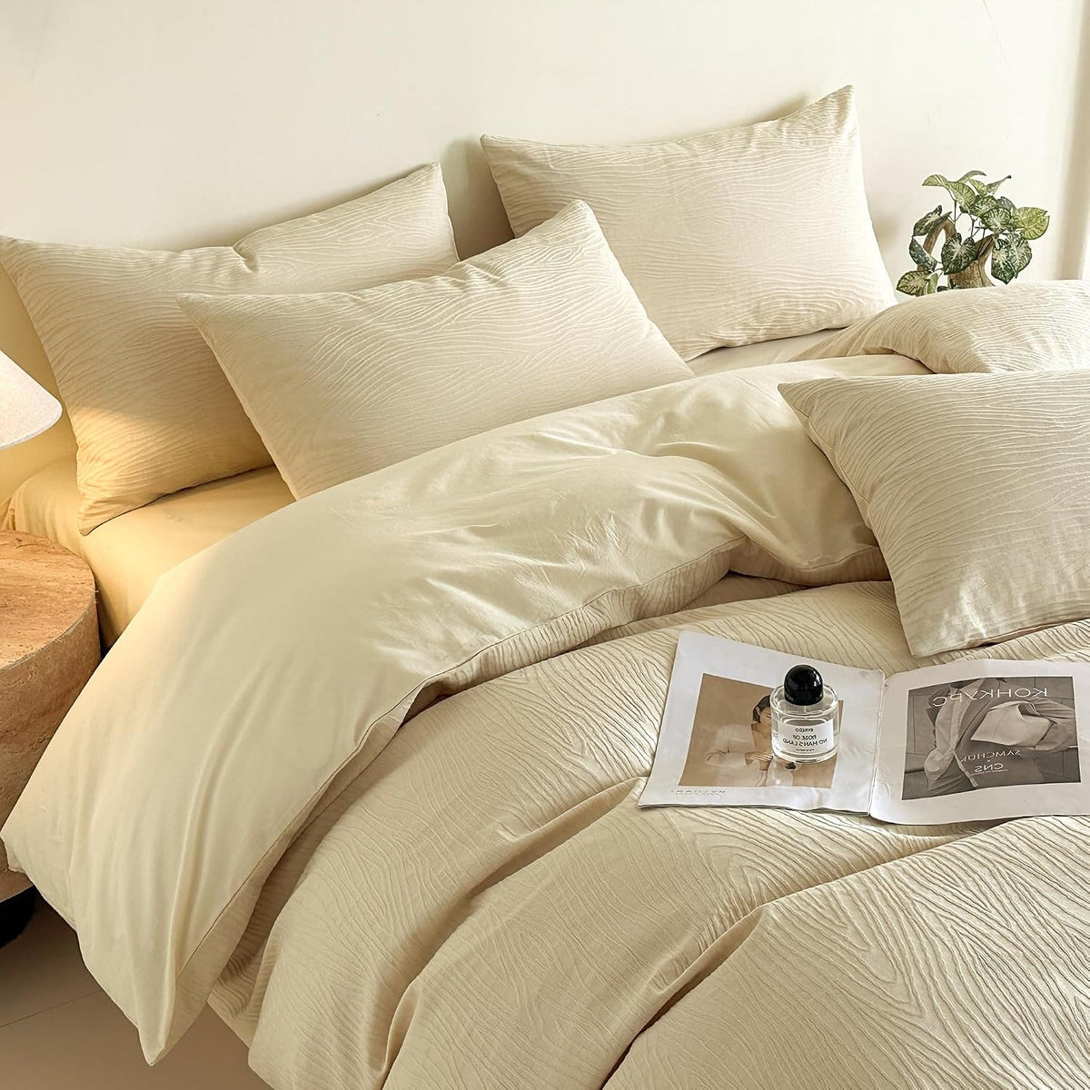 Cream Textured Queen Set