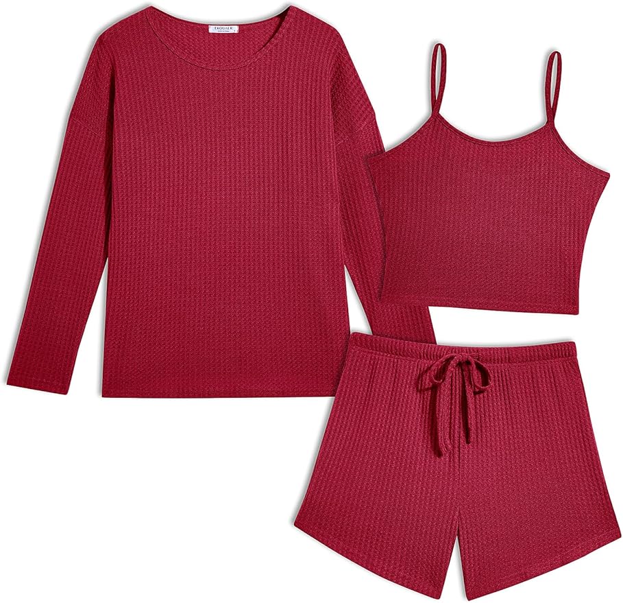3pc Waffle Knit Lounge Set