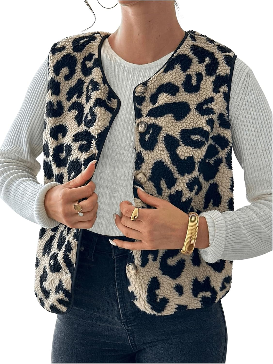Leopard Print Fuzzy Vest