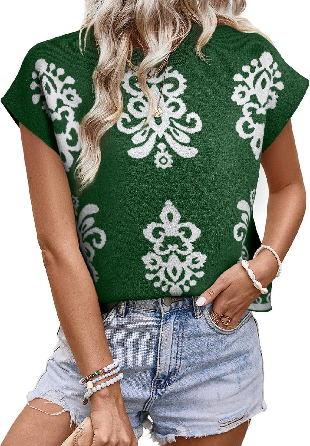 Printed Knit Sweater Vest