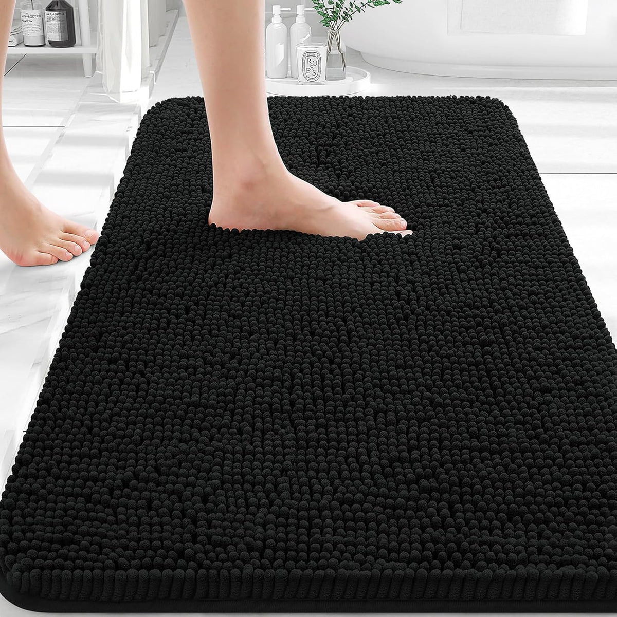 Black Chenille Bath Rug