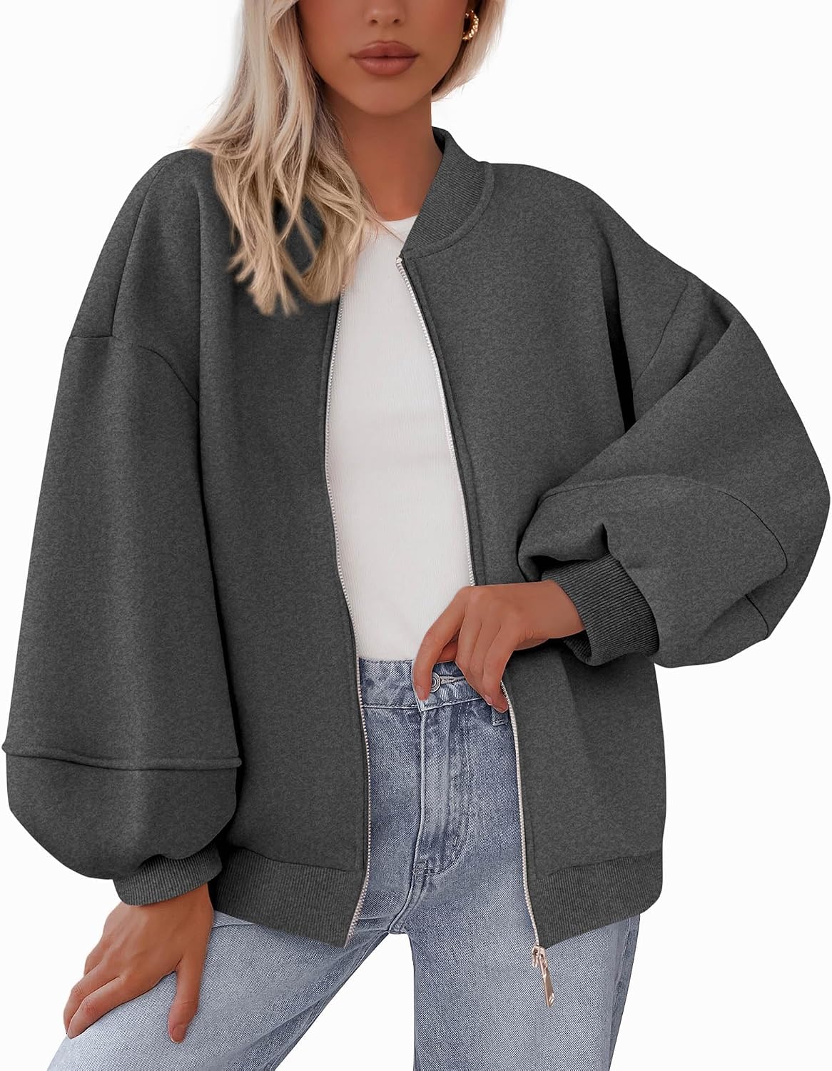 Oversized Zip Bomber Sweatshirt