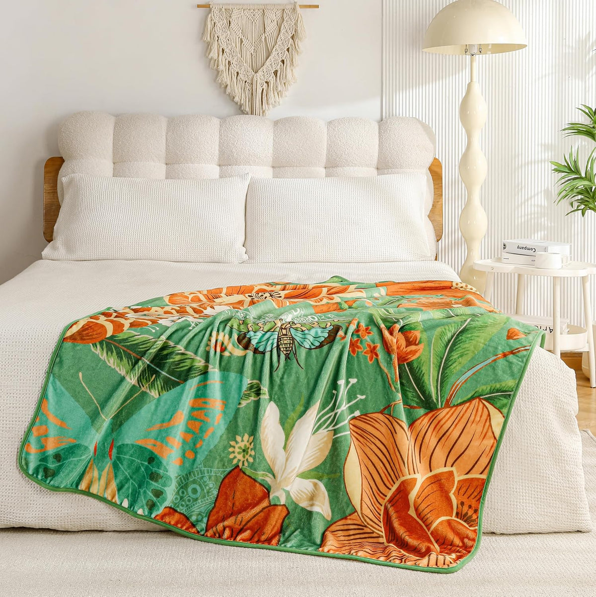 Sage Boho Flannel Throw