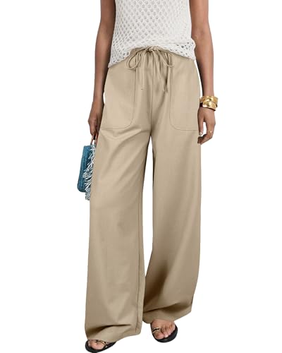 Bsubseach Women Linen Pants Wide Leg Casual Pants
