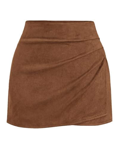 Faux Suede Ruched Skort