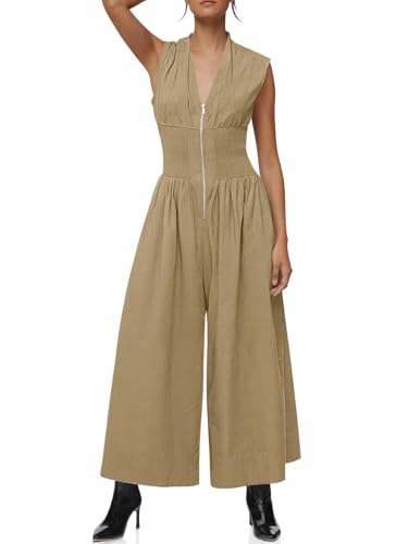 Smocked Zip Jumpsuit