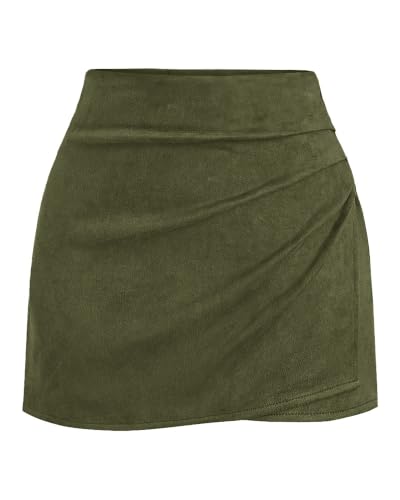 Faux Suede Ruched Skort
