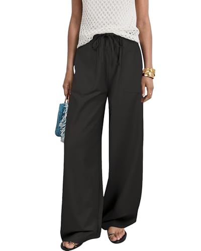 Bsubseach Women Linen Pants Wide Leg Casual Pants