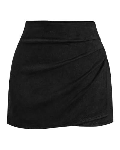 Faux Suede Ruched Skort