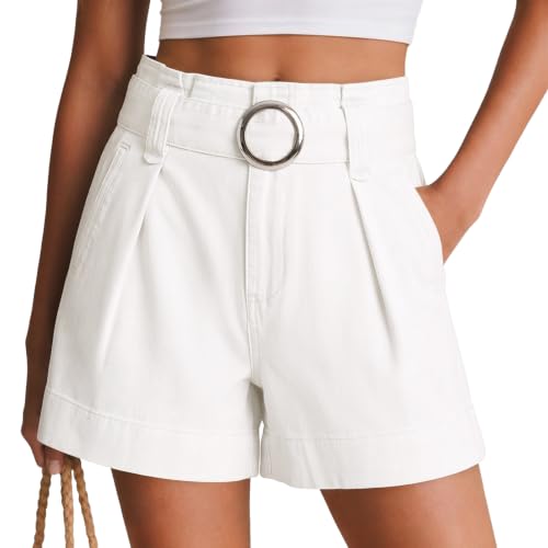 High Waisted Belted Jean Shorts