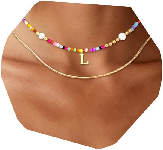 Colorful Beaded Initial Necklace