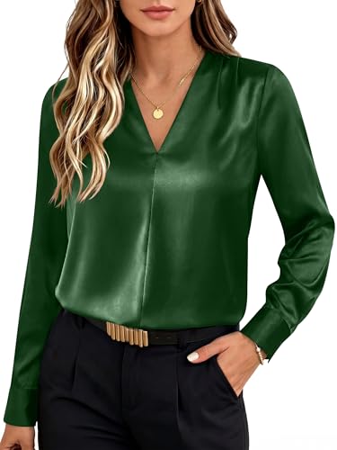 ANRABESS Satin V Neck Blouse