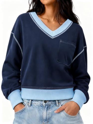 V Neck Crop Sweatshirt