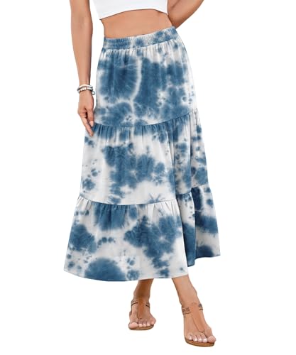 YSYOKOW Women's Boho Maxi Skirt with Pockets -