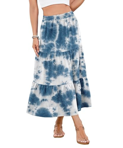 YSYOKOW Women's Boho Maxi Skirt with Pockets -