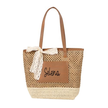 Personalized Straw Beach Bag