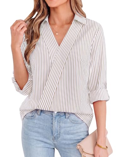 KIRUNDO Striped Fall Outfits V Neck Dressy Women