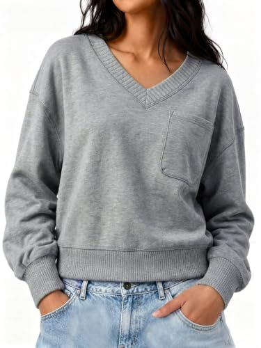 V Neck Crop Sweatshirt