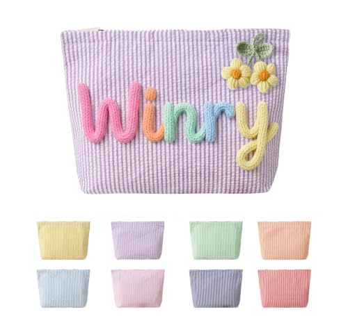 Personalized Striped Makeup Bag