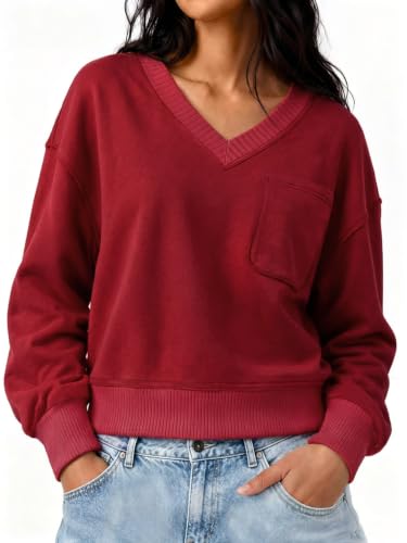 V Neck Crop Sweatshirt