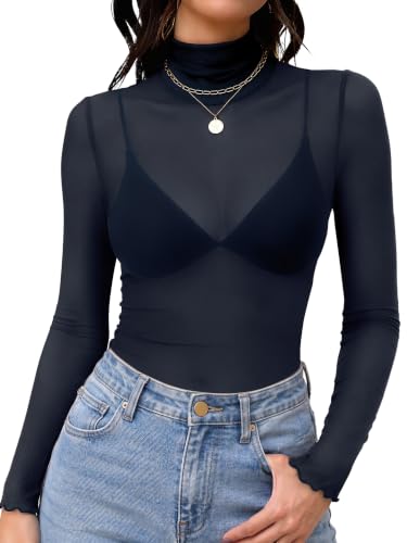 Mesh Turtleneck Top