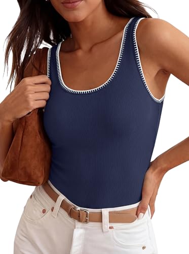 Contrast Trim Ribbed Tank