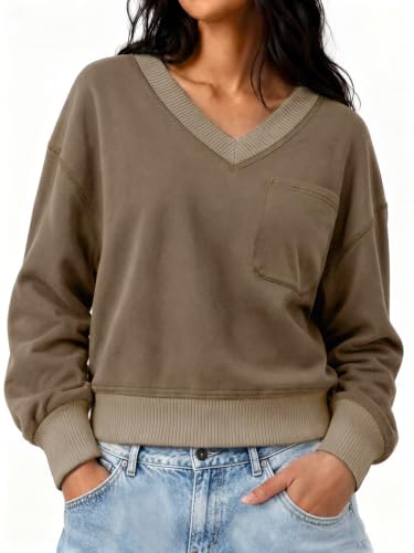 V Neck Crop Sweatshirt