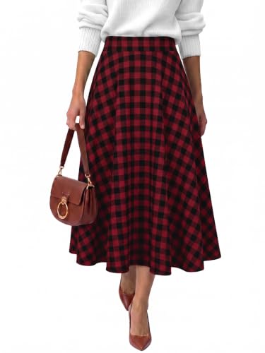 ANRABESS Plaid Maxi Skirt