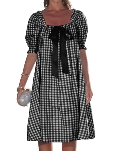 Gingham Babydoll Mini Dress