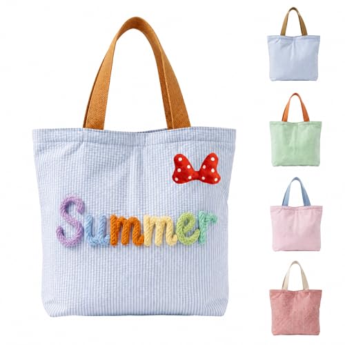 Personalized Striped Tote Bag
