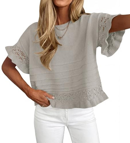 Cotton Short Sleeve Sweater